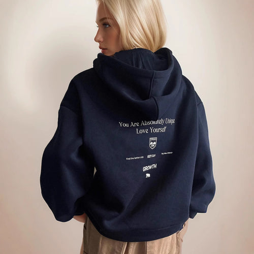 Sweat à capuche pour femmes avec lettrage motivant et coupe confortable Chic & Stil