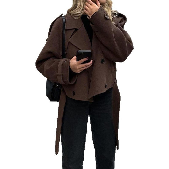 Cropped wool coat for women with double-breasted Amarae