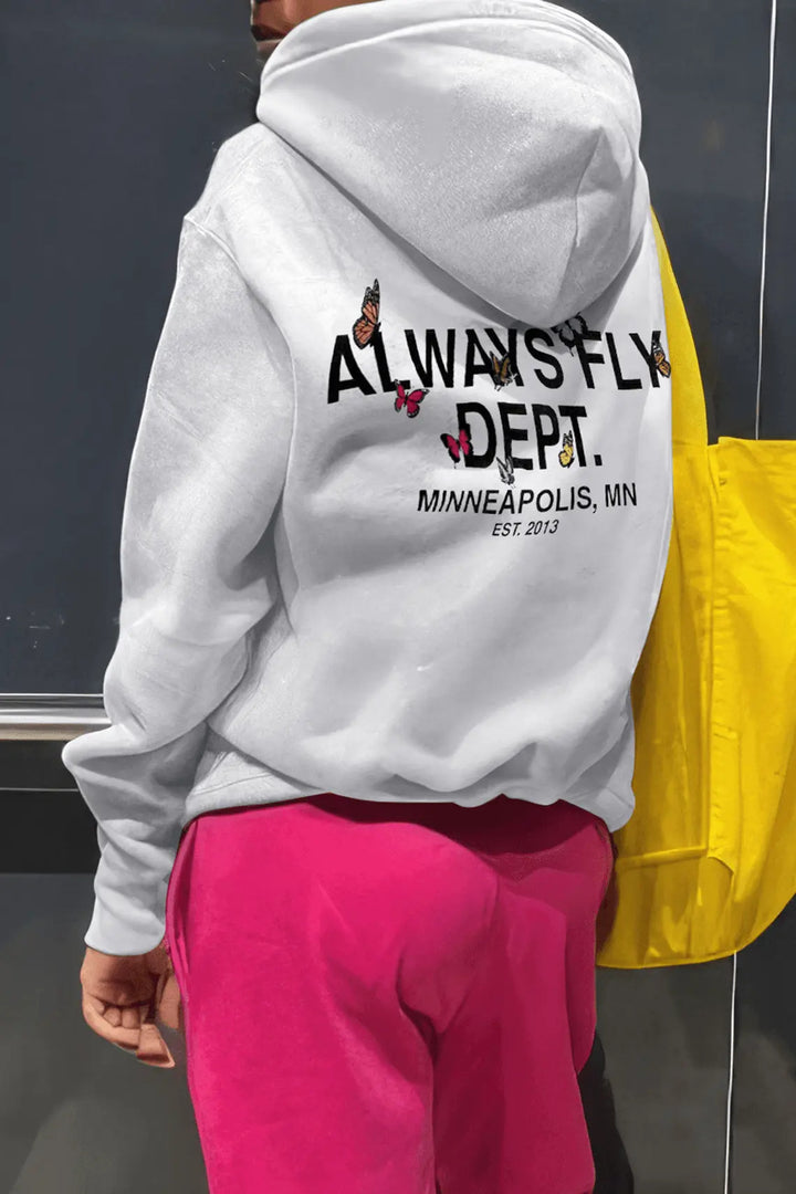 Hooded sweatshirt for women with colorful butterfly print Lune London