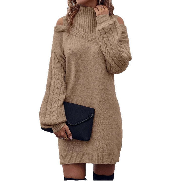 Knitted dress for women with off-shoulder design and unique twisted knit Lune London