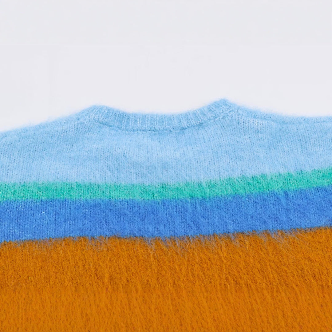 Women's Oversize Mohair-Look Striped Sweater with Round Neckline Amarae