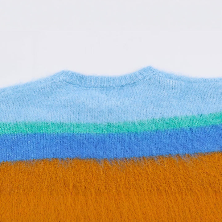 Women's Oversize Mohair-Look Striped Sweater with Round Neckline Amarae