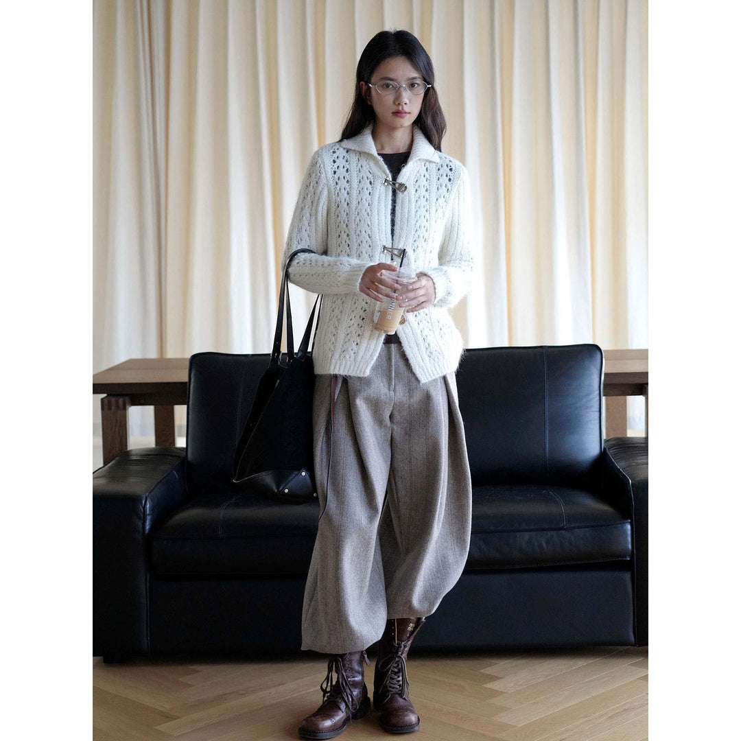 Women's Short Mohair-Optic Cardigan with Metal Closures Amarae