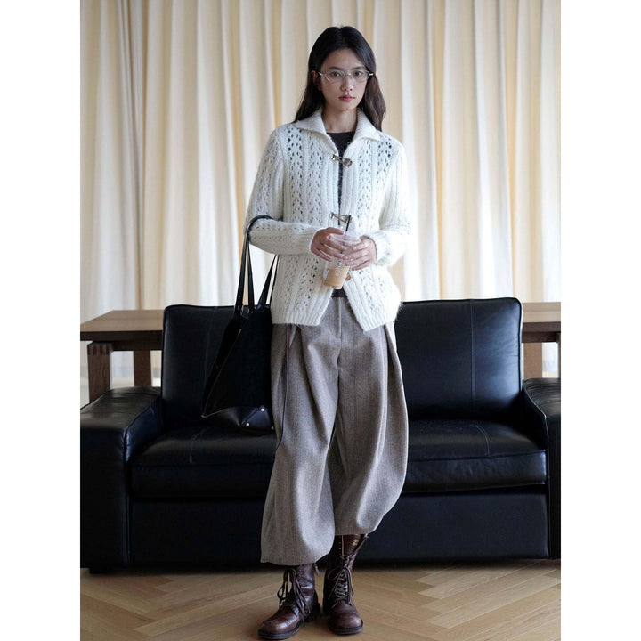 Women's Short Mohair-Optic Cardigan with Metal Closures Amarae
