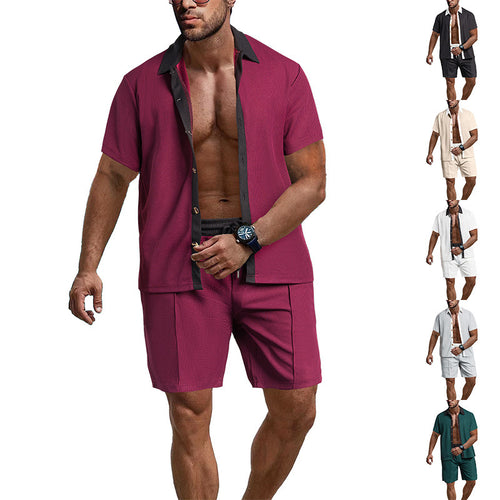 Casual men's short sleeve t-shirt and chic sport shorts set