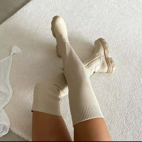 High boots for women with side zipper and non-slip sole Amarae