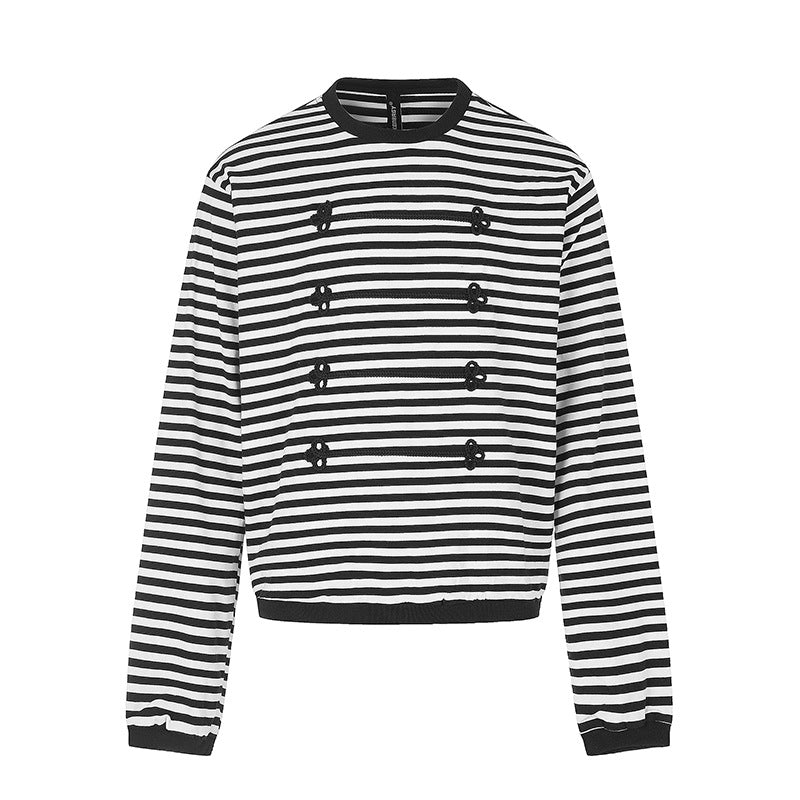 Women Striped Sweatshirt with Maritime Knot Applications Amarae