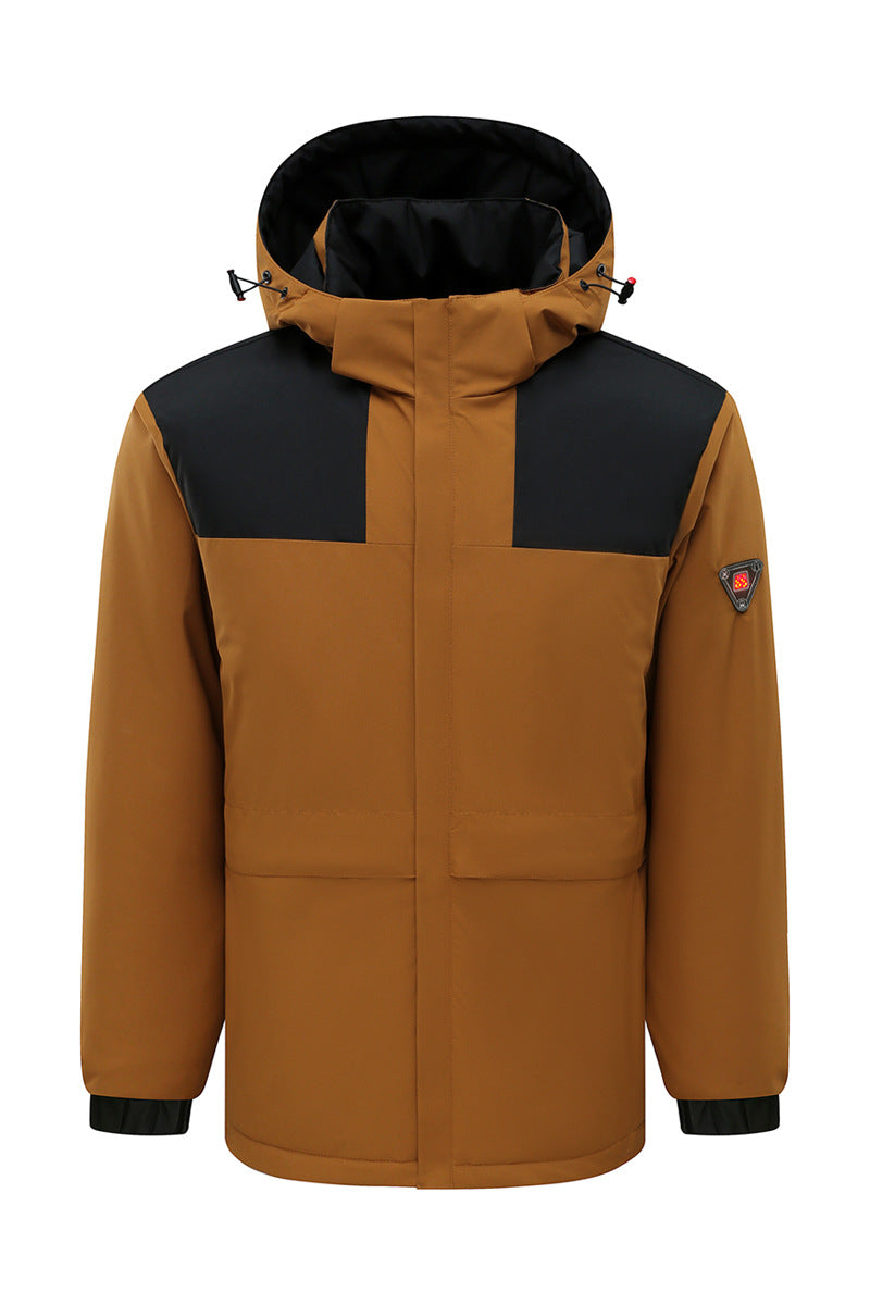 Herren Hochsichtbarer wattierter Winterparka mit Kapuze und winddichter Außenlage Drune