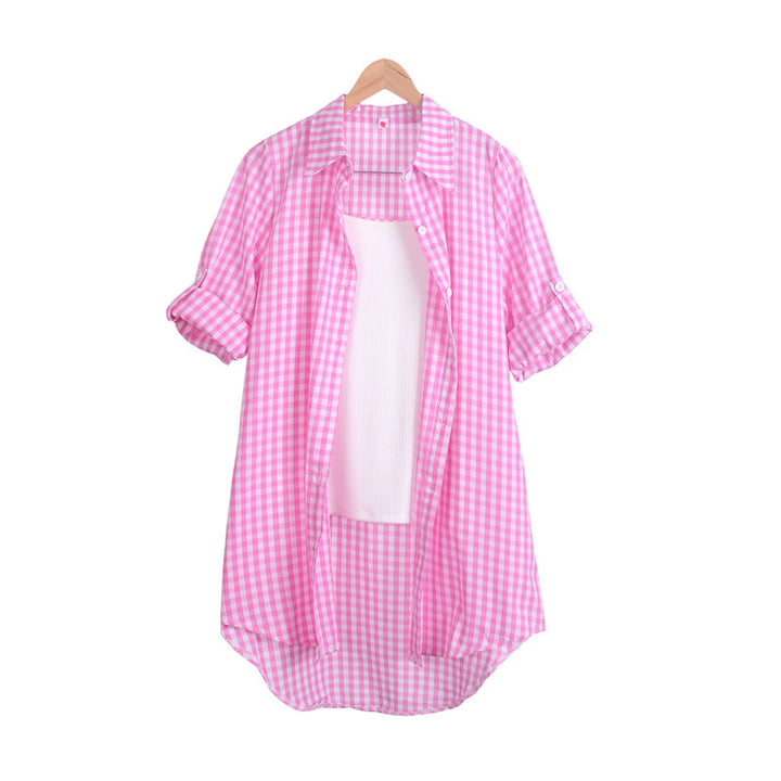 Lune London women's casual checkered shirt dress