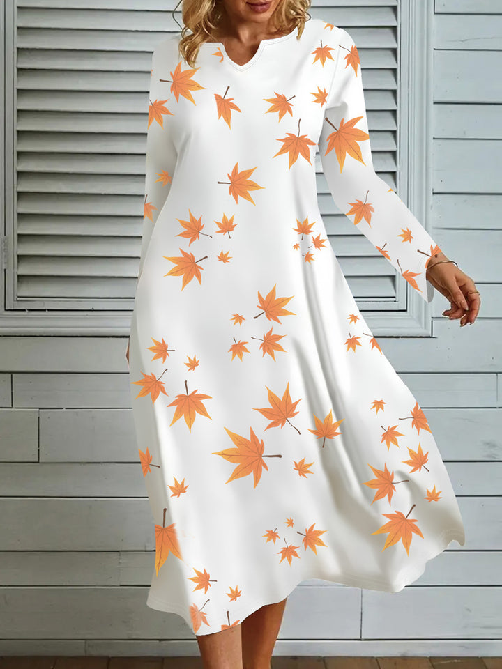 Maxi dress for women with V-neck and floral print Lune London