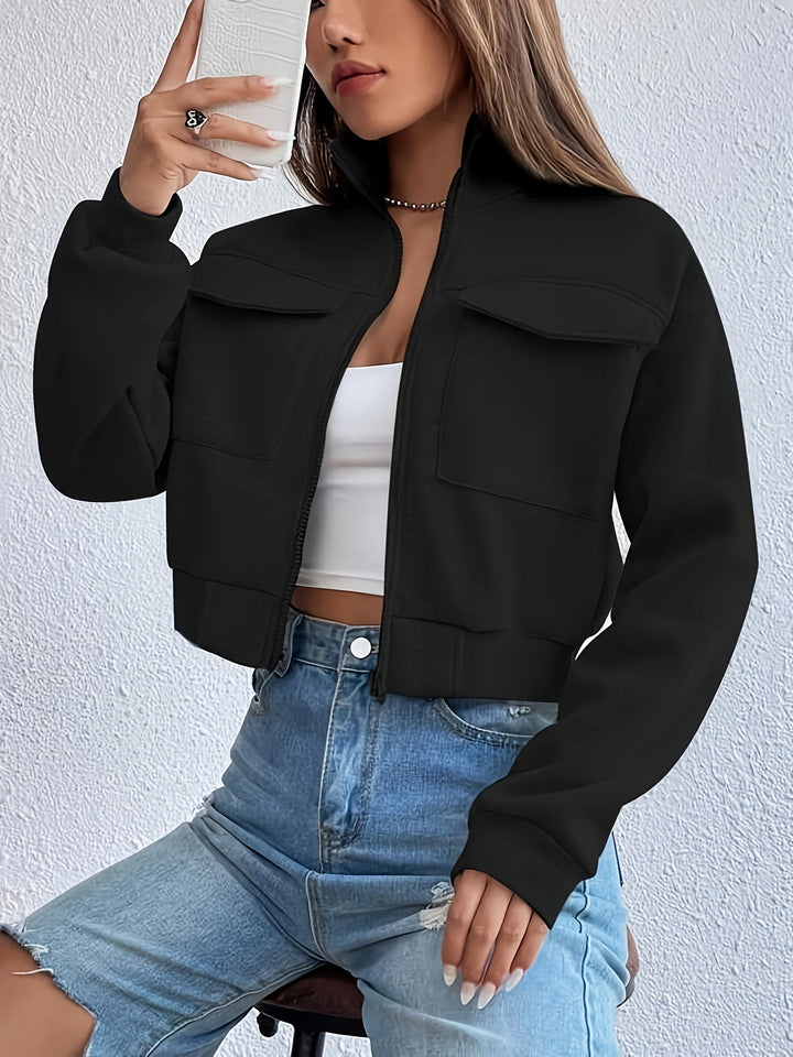 Fashion short jacket for women with practical applied pockets and sporty cut Lune London