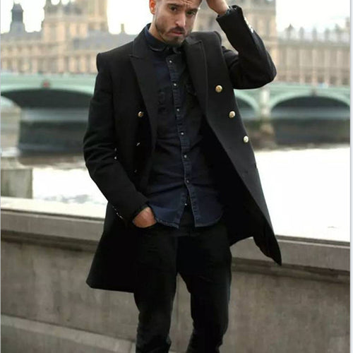 Stylish double fabric coat for men with golden buttons Amarae