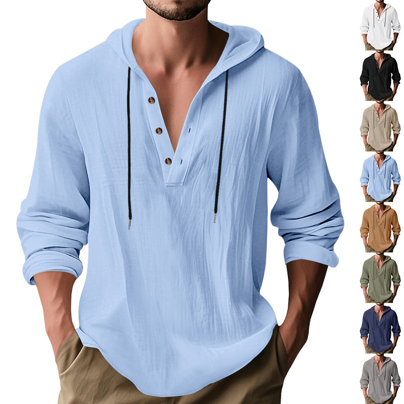 Men's casual hoodie shirt with modern button placket design Amarae