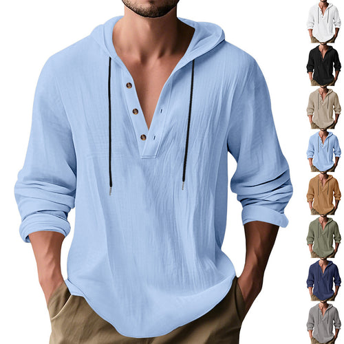 Men's casual hoodie shirt with modern button placket design Amarae