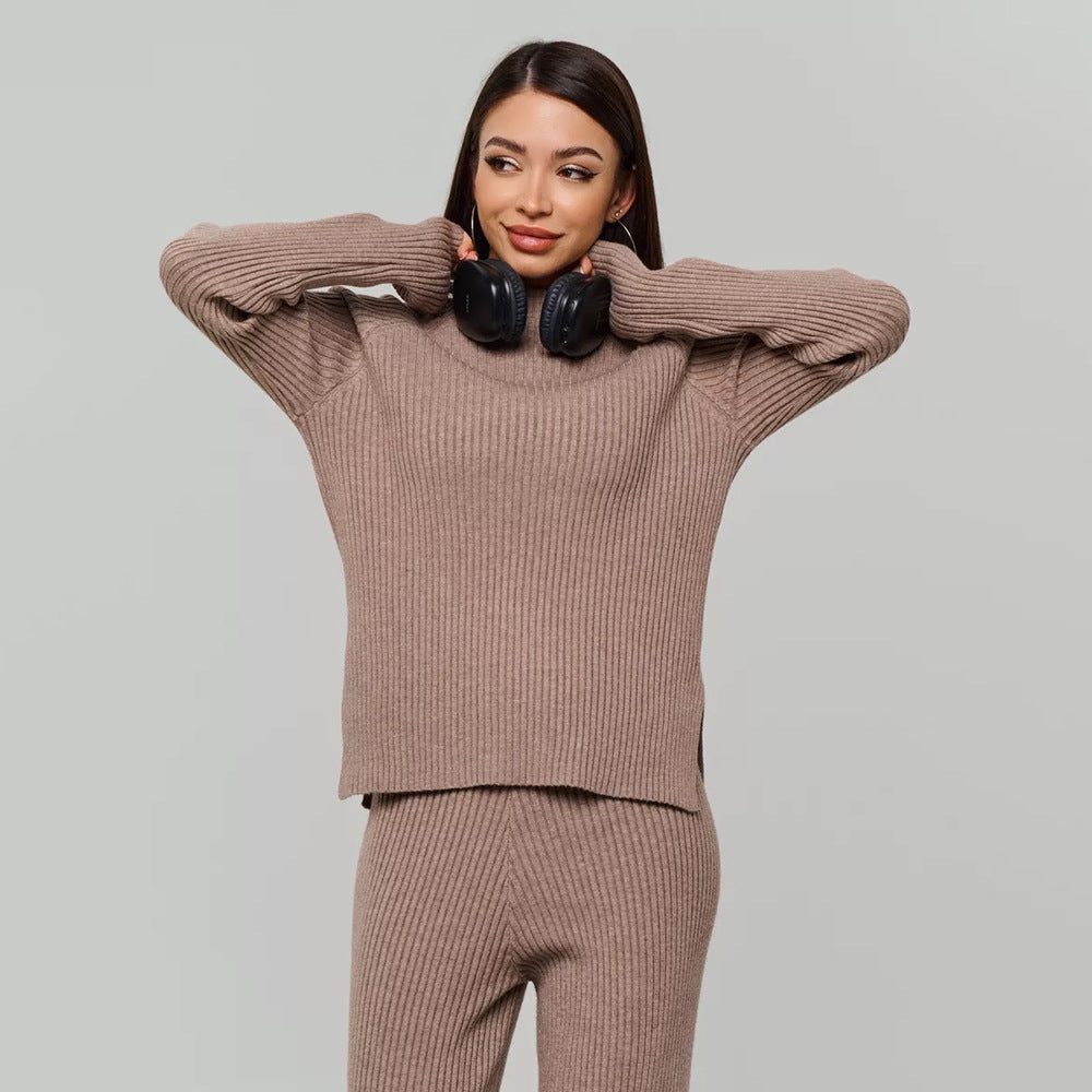 Women's ribbed knit pullover with a relaxed fit and a wide collar Lune London