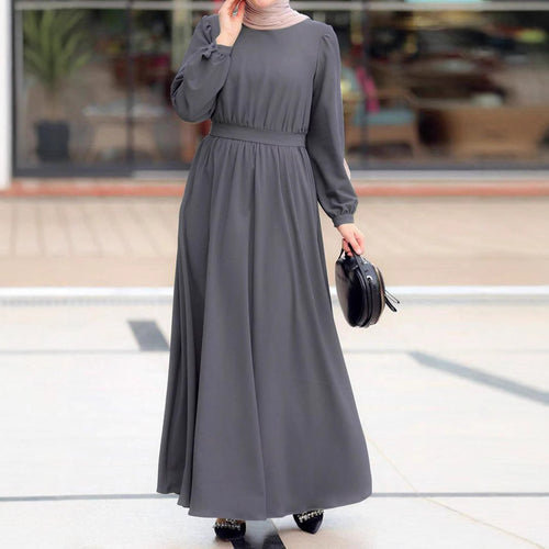Maxi dress for women with elastic waistband and long sleeves Amarae