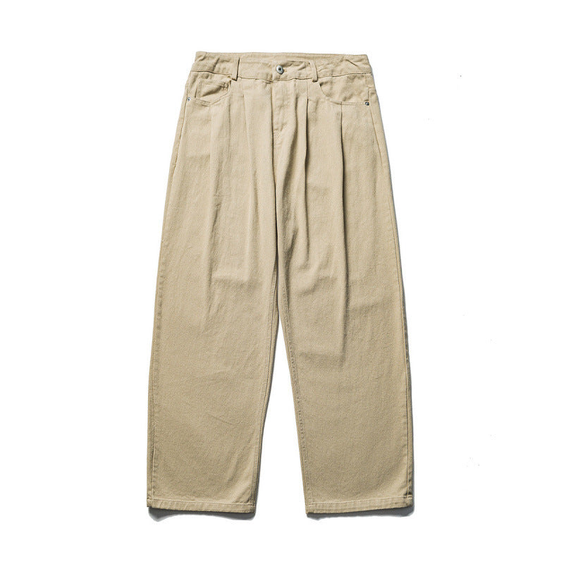 Men's wide pleated trousers in relaxed fit made of cotton twill Amarae