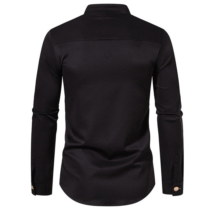 Men's Stylish Shirt with Stand-Up Collar and Decorative Buttons Lune London
