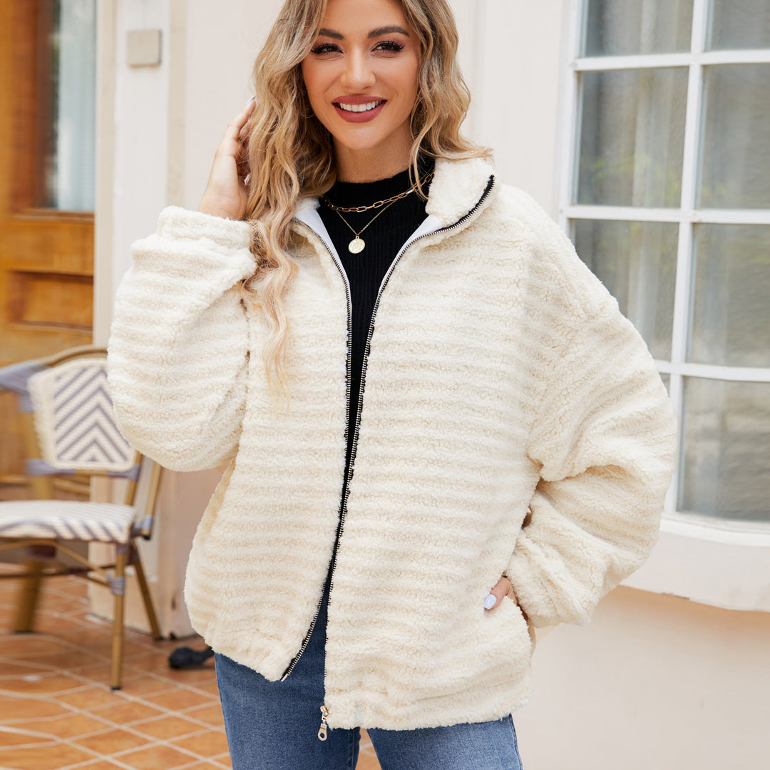 Fleece jacket for women with high collar and zipper Amarae