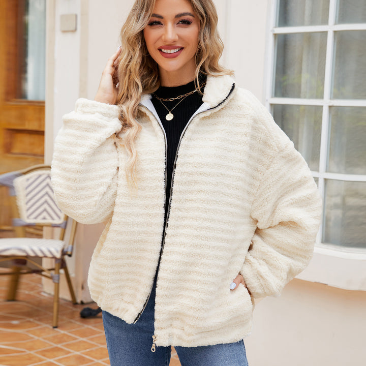 Fleece jacket for women with high collar and zipper Amarae