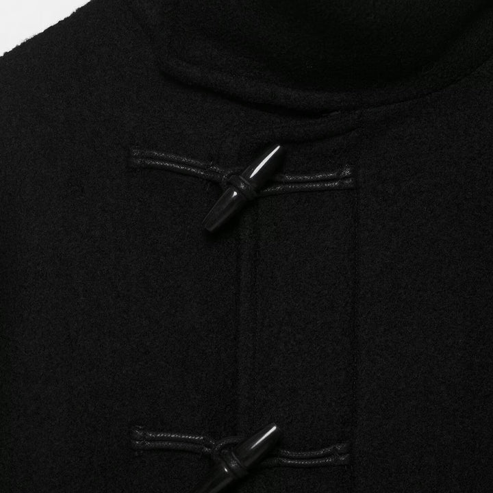 Women Short Duffle Cape Jacket with Stand-up Collar, Toggle Closures and Waist Belt Amarae