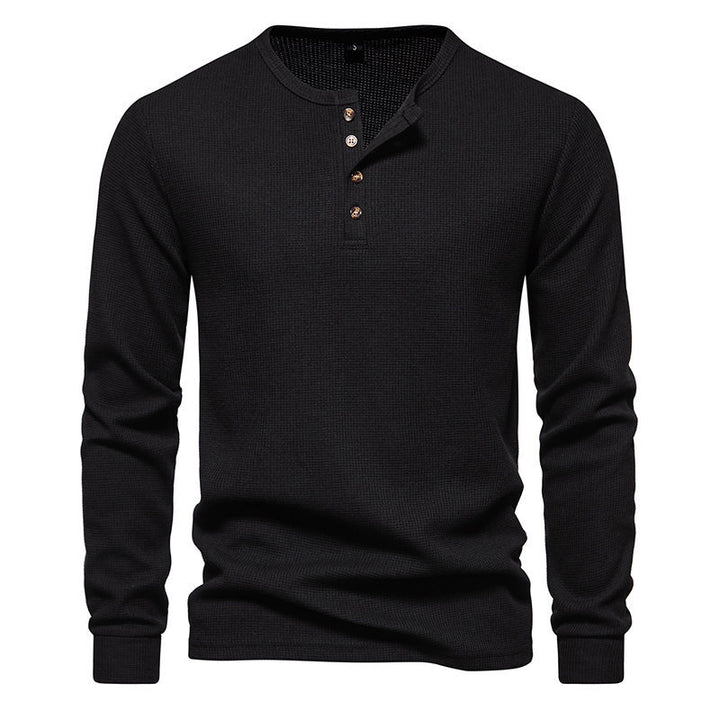 Long sleeve men's T-shirt with button placket and textured design Lune London