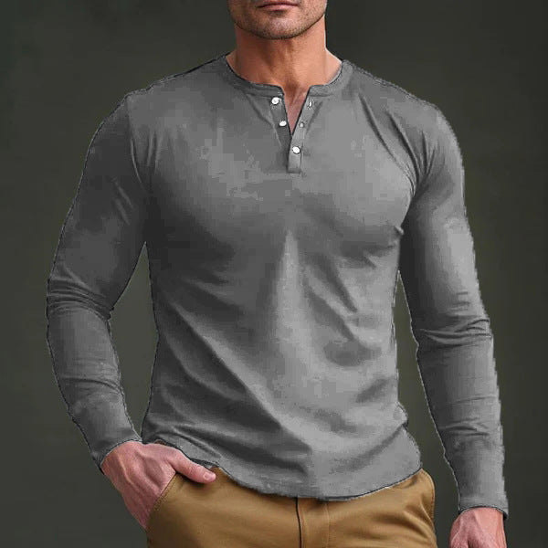 Men's Chic and Stylish Long Sleeve Henley T-shirt