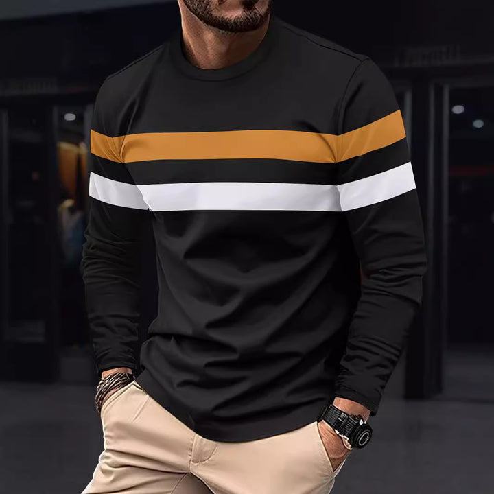 Men's trendy long sleeve t-shirt with chic and stylish sporty stripes