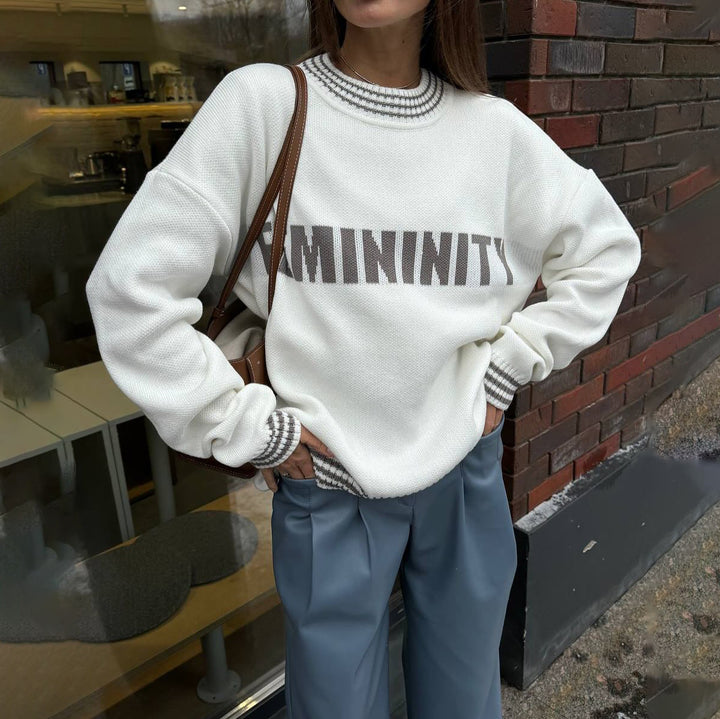 Oversized knit sweater for women with graphic print Lune London
