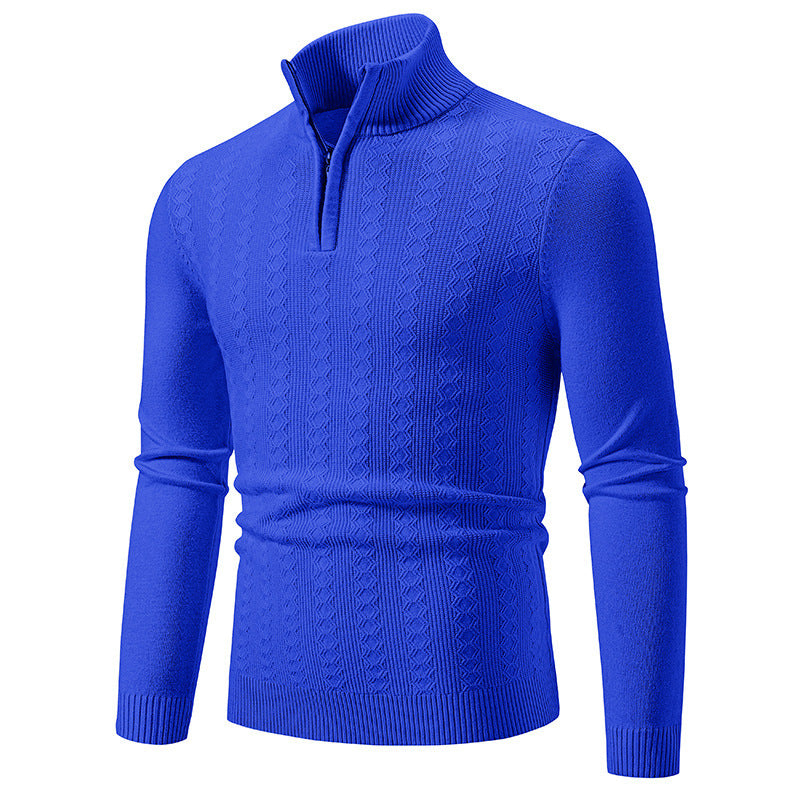 Elegant turtleneck sweater for men with a structural pattern.