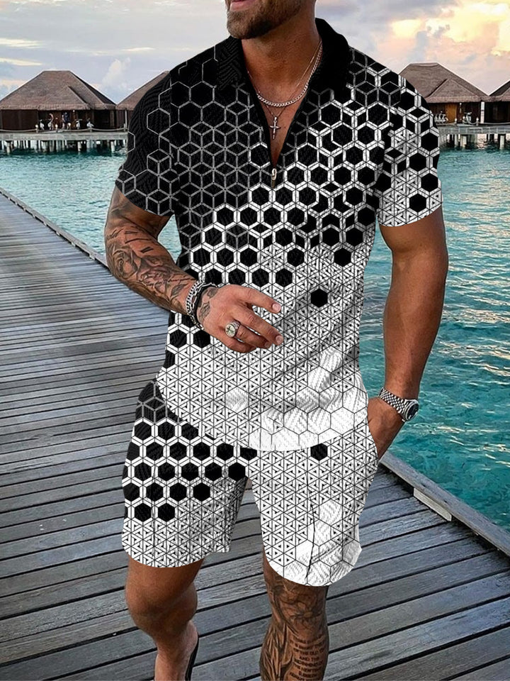 Men's Modern Chic Graphic Print Short Set