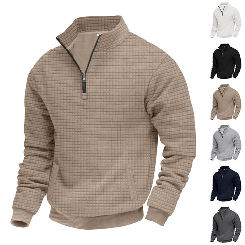 Sporty sweater for men with half-zip and practical pocket design Amarae