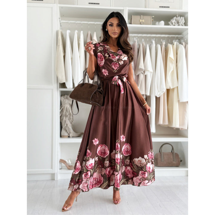Maxi flower dress for women with high slit Lune London