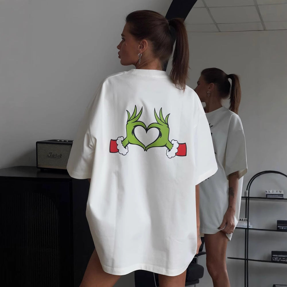 Oversized t-shirt for ladies with creative Christmas design Lune London
