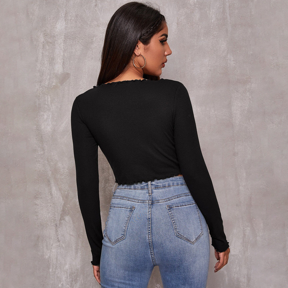 Top court pour femmes avec lacets et détails de volants élégants Chic & Stil