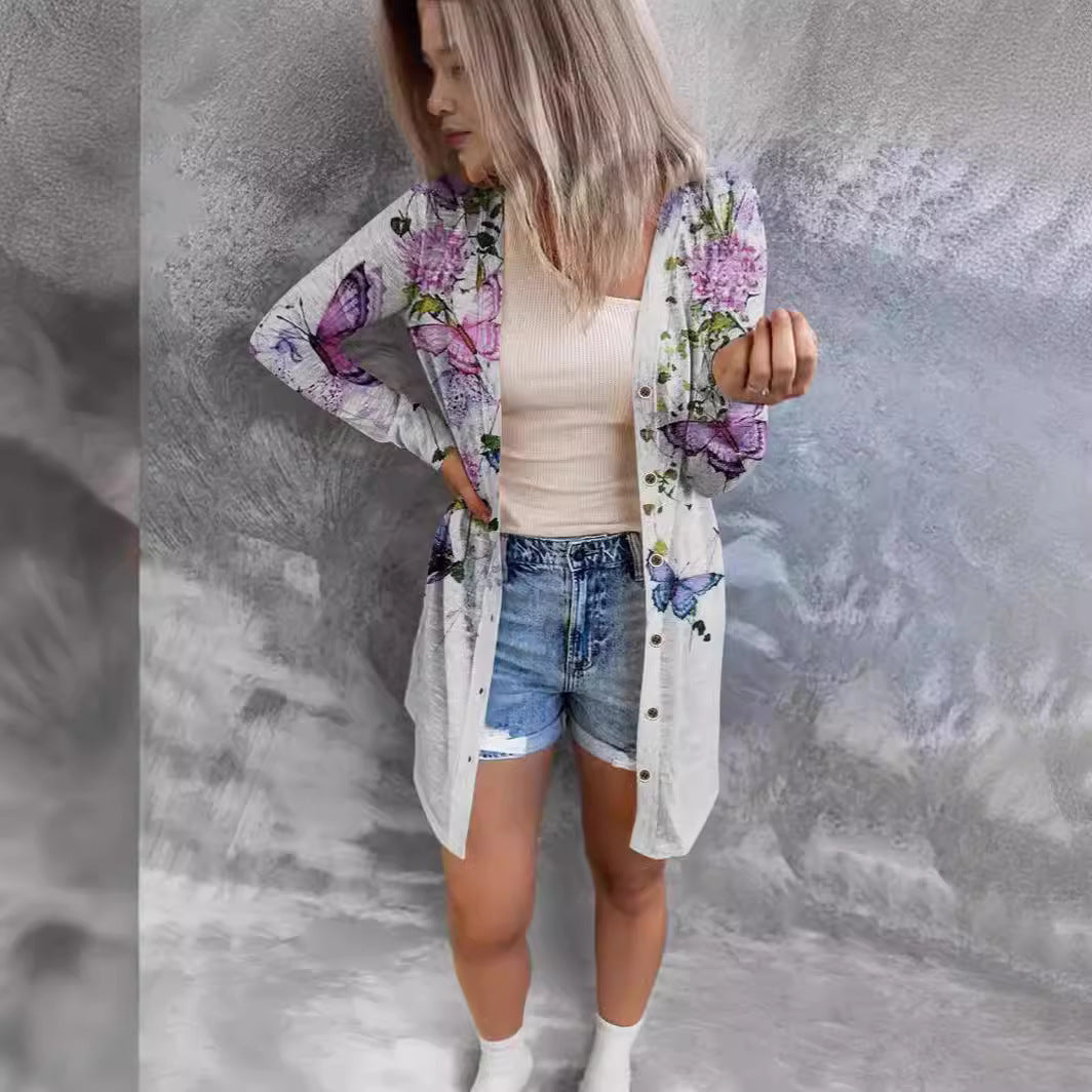 Lune London long blouse jacket for ladies with floral pattern
