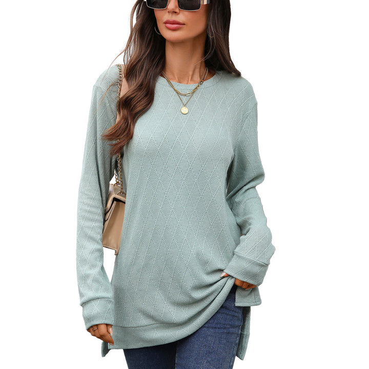 Long sleeve shirt for women with textured pattern and side slits Lune London