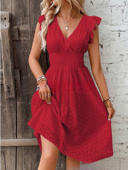 Summer Ruffle Dress for Women with Waffle Texture Lune London