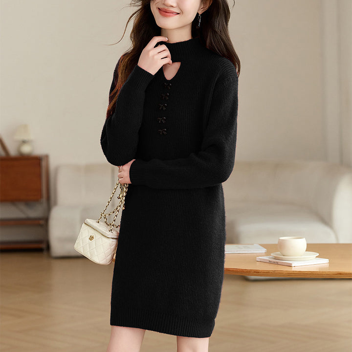 Robe tricotée pour femmes avec encolure décorative et coupe confortable Chic & Stil