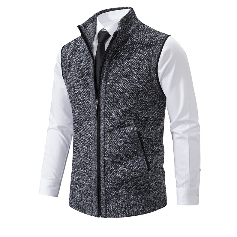 Men's knitted cardigan with zipper and structured design Lune London