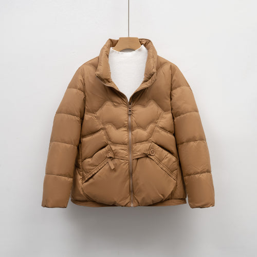 Quilted jacket for women with decorative button details and a high collar Amarae
