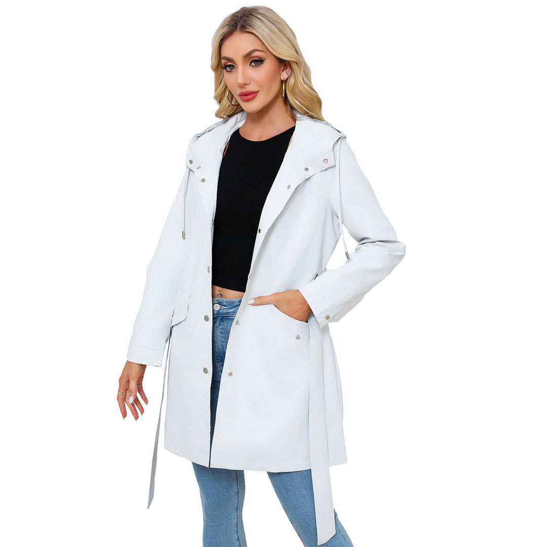 Women's waterproof transition jacket with adjustable hood and waist belt Lune London