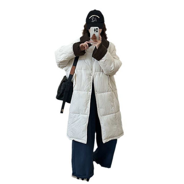 Ladies Long Winter Coat, Padded with Practical Snap Button Closure Lune London