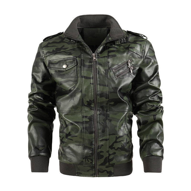 Camouflage leather jacket for men Lune London