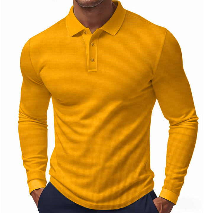 Long sleeve polo shirt for men in structured fabric Lune London