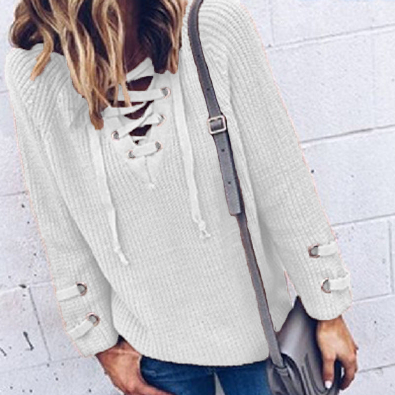 Knitted sweater for women with drawstring and 3/4 sleeves Lune London
