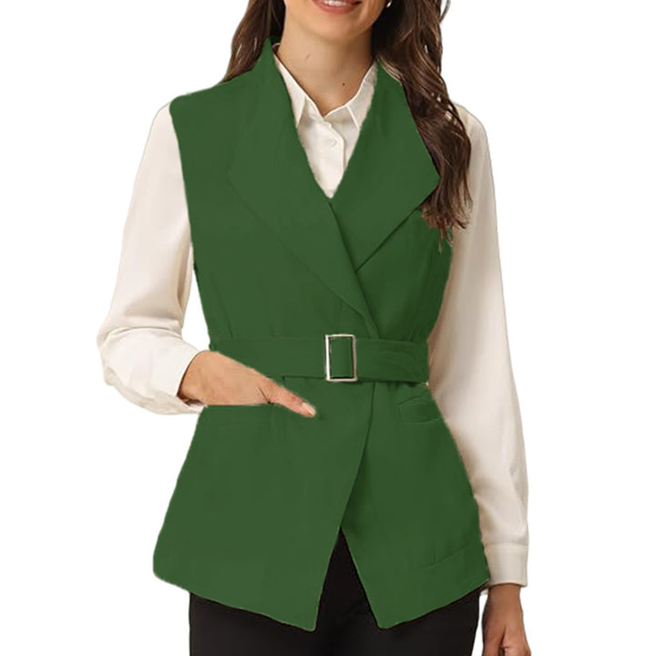Trendy fitted blazer jacket for women with large pockets and belt Lune London