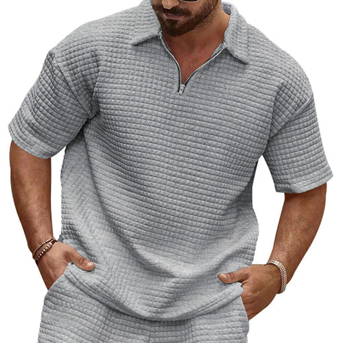 Casual short sleeve polo T-shirt for men with textured design Amarae