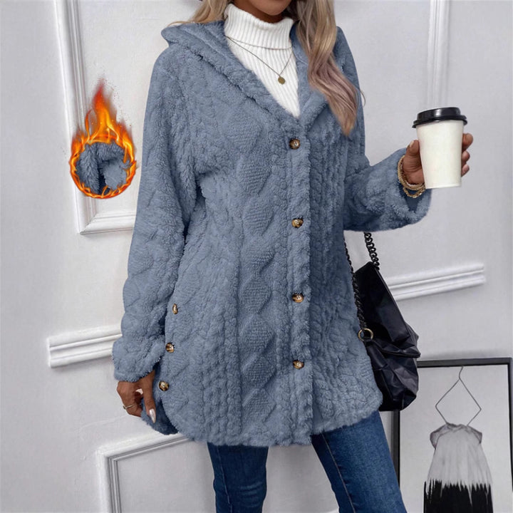 Ladies Cozy Teddy Jacket with Button Closure Amarae