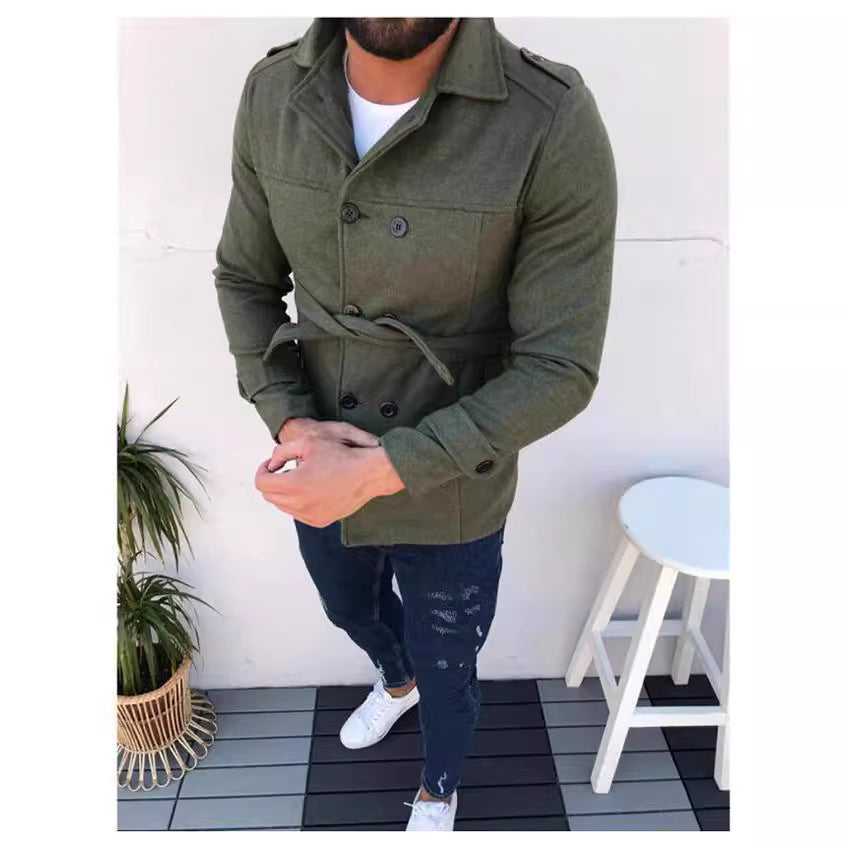 Fashion trench coat for men with double-breasted buttons and removable belt Lune London